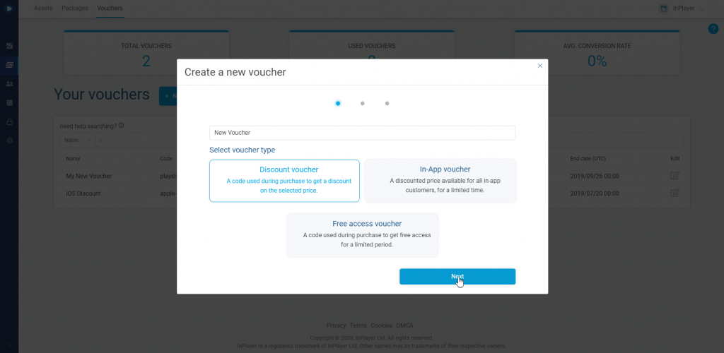 Developer Voucher Function Choose Discount voucher and click Next